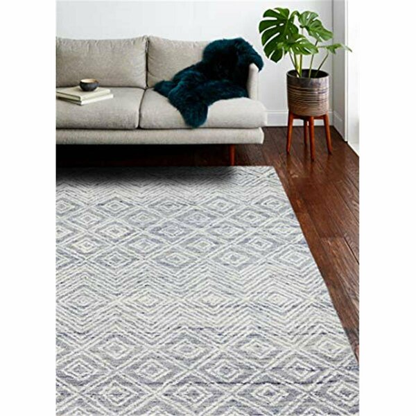 Bashian 2 ft. 6 in. x 8 ft. Verona Transitional 100 Percent Wool Hand Tufted Area Rug, Blue R130-BL-2.6X8-LC159